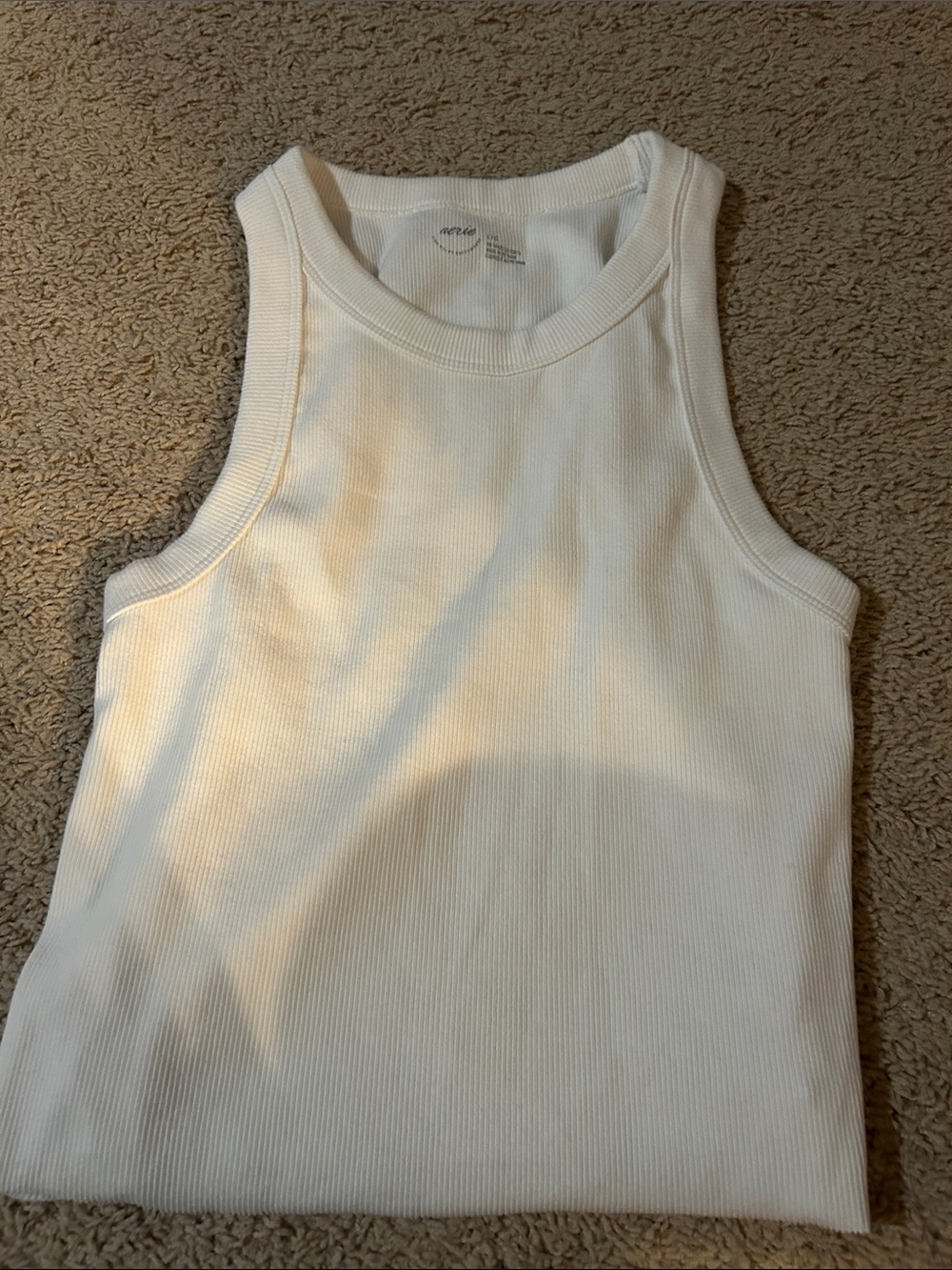 aerie Cream Ribbed Tank Top